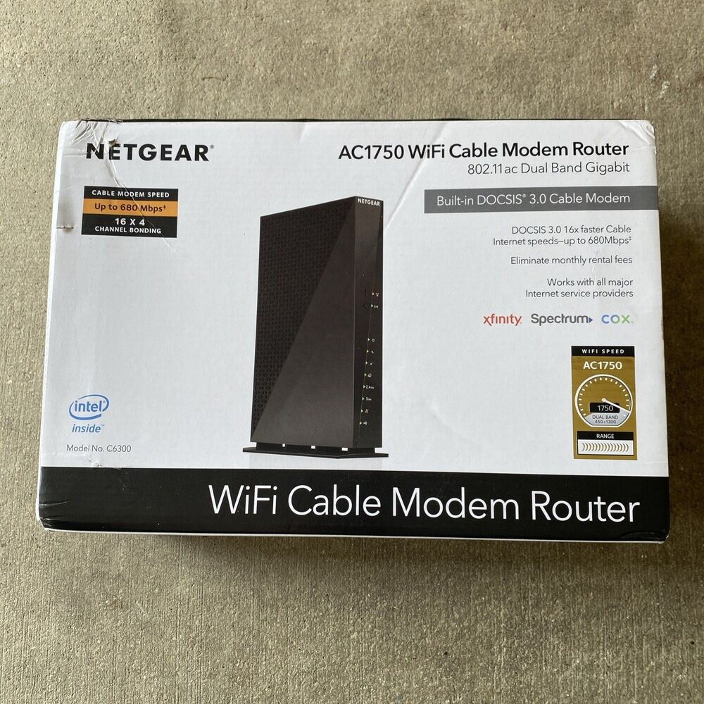 NETGEAR AC1750 WiFi Cable Modem Router C6300 | DOCSIS 3.0 Xfinity Spectrum Cox